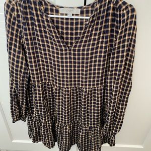 Loft Checkered Babydoll Tunic